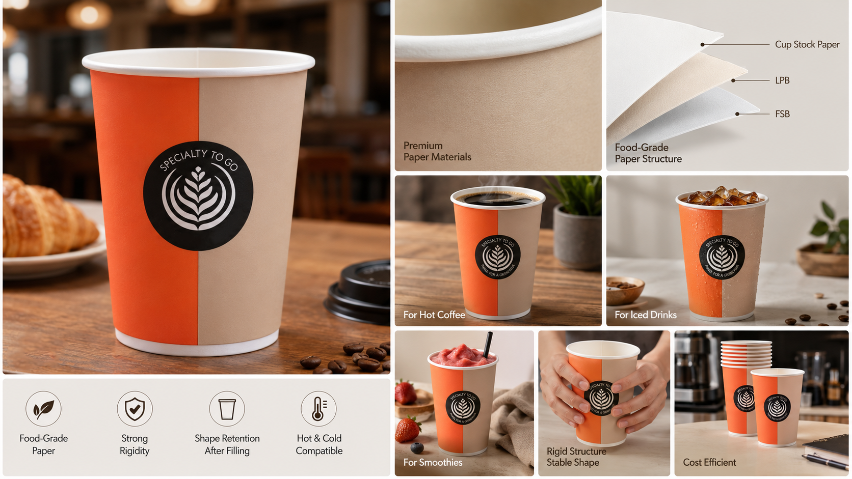 22oz Paper Cup Disposable Eco Friendly Large Drink Packaging