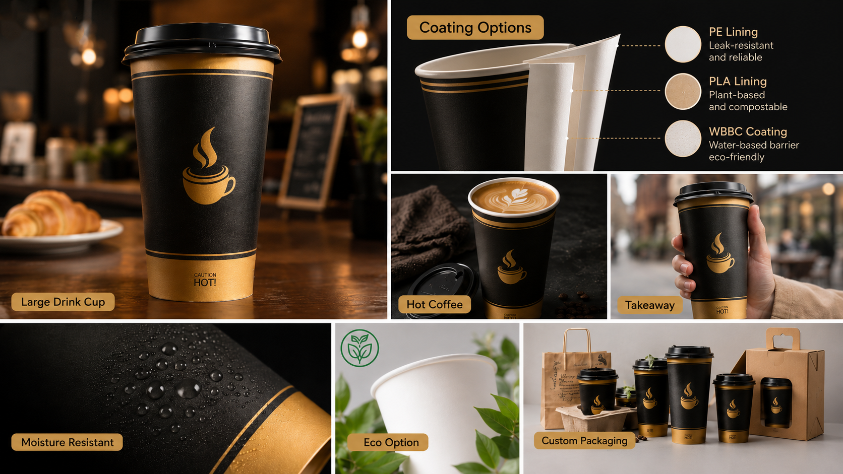 22oz Paper Cup Disposable Eco Friendly Large Drink Packaging