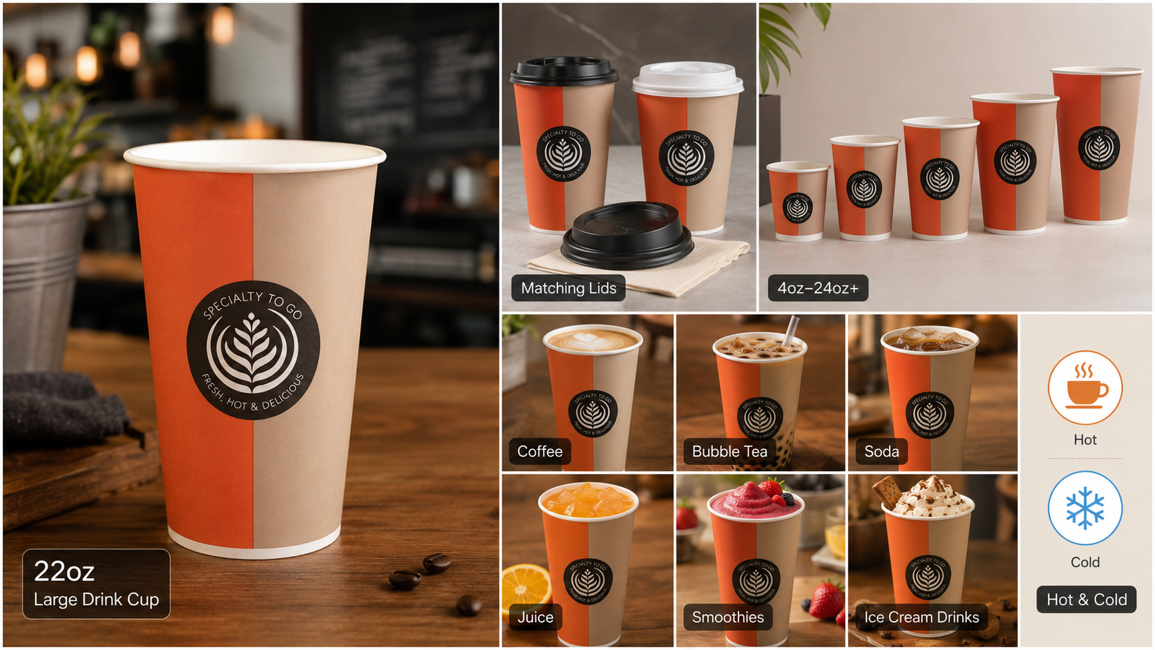 22oz Paper Cup Disposable Eco Friendly Large Drink Packaging