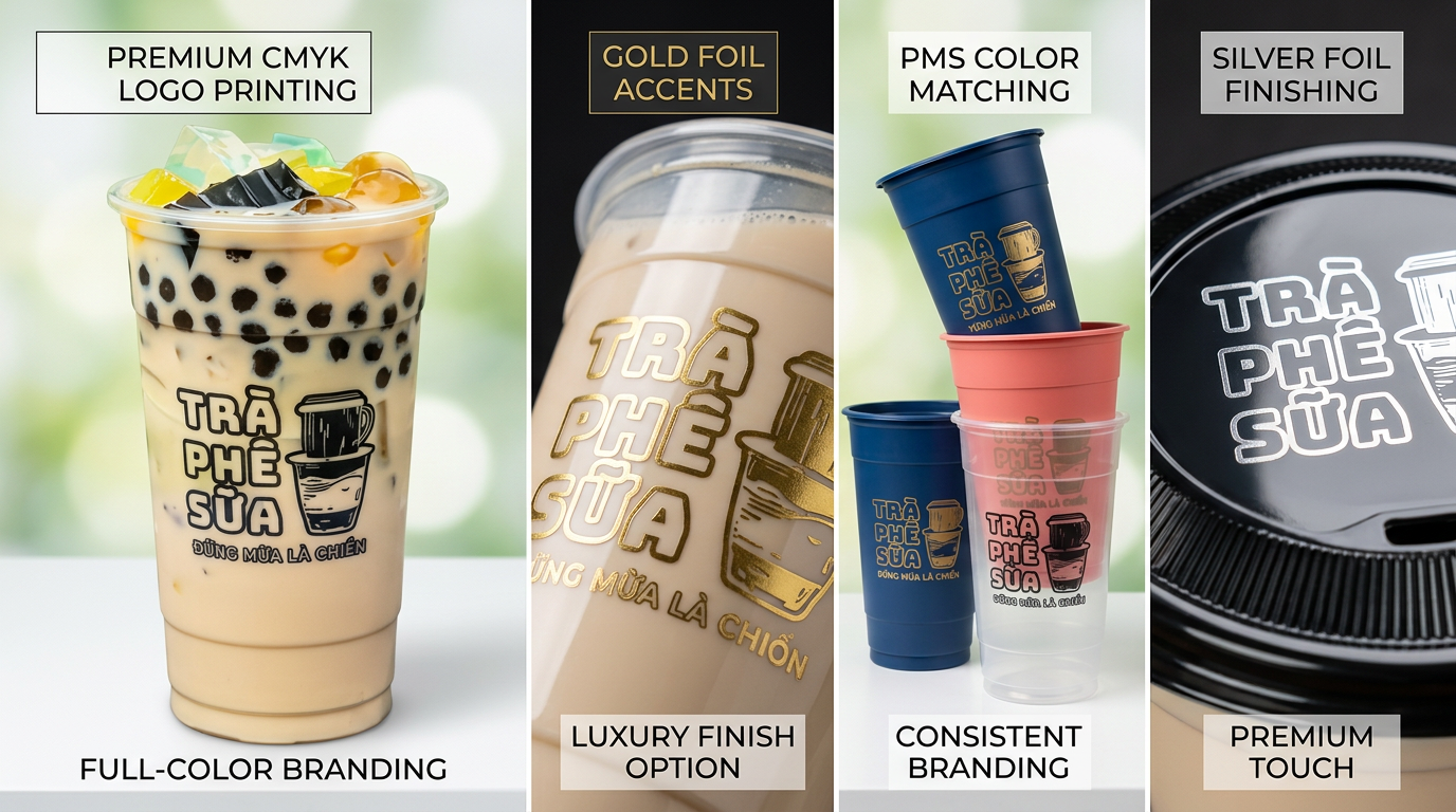 Custom PP Jumbo Cold Drink Cups for Bubble Tea & Beverages