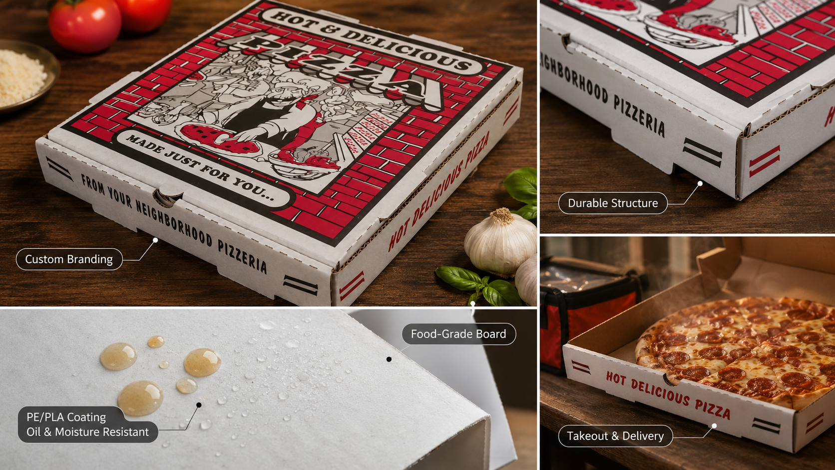 Branded Pizza Boxes for Professional Takeout Packaging-1