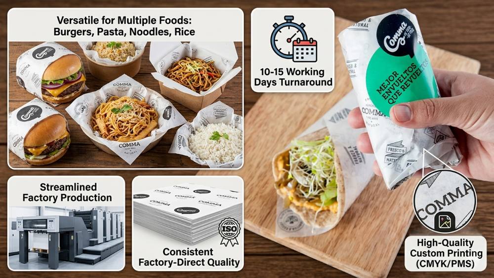 Burrito Wrap Paper Custom Logo Printed Greaseproof Burger Sandwich Wrap Paper Deli Paper Sheet (4)