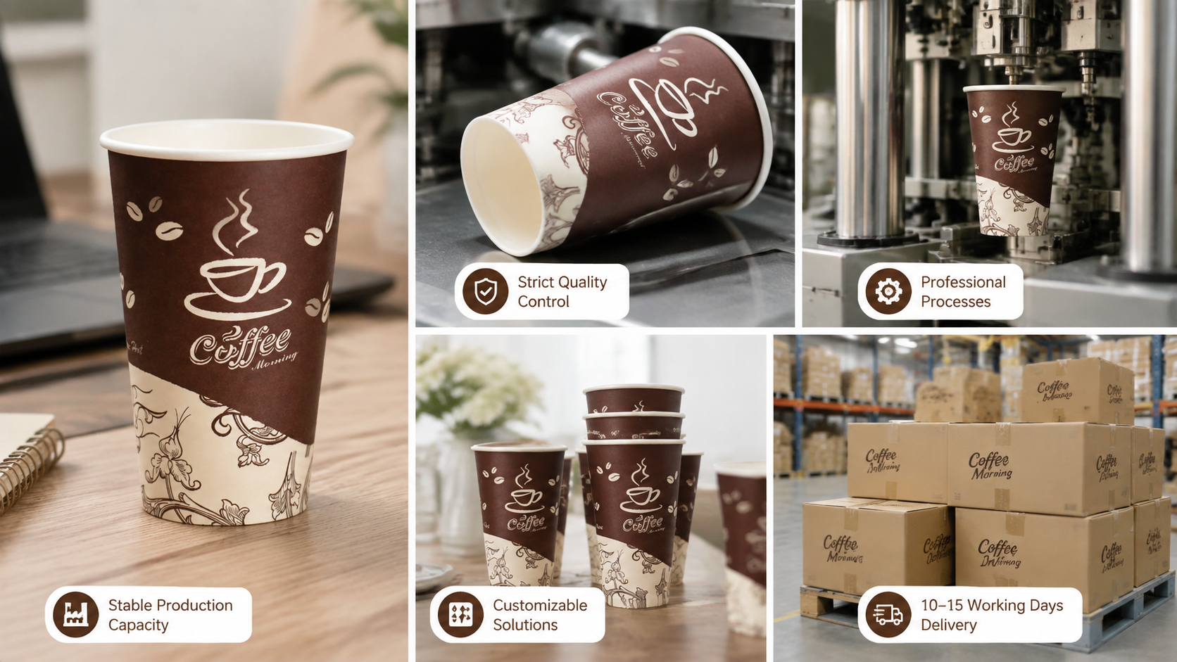 Cappuccino Takeaway Cup for Frothy On-the-Go Coffee Packaging-4