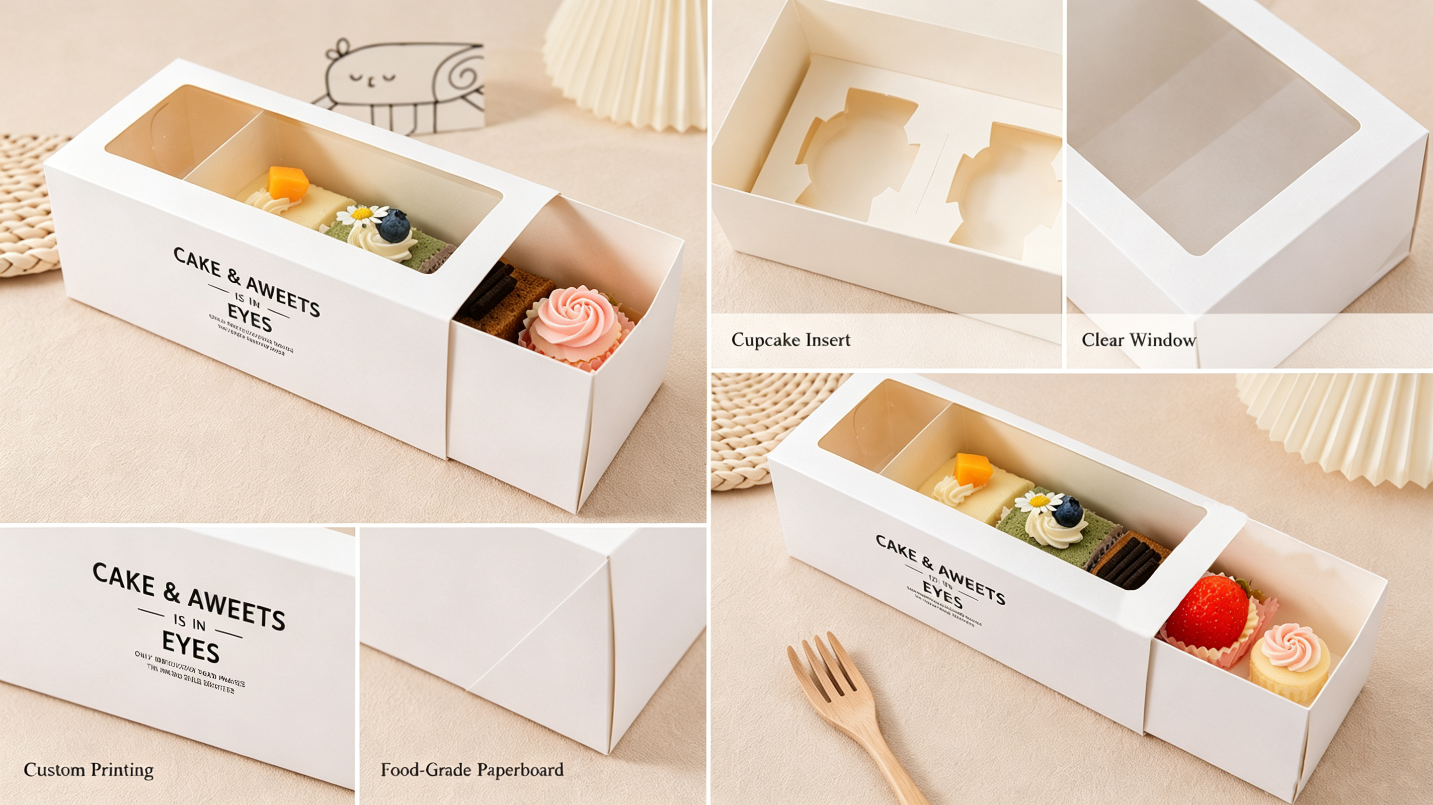 Custom Cake Boxes for Cupcakes with Inserts