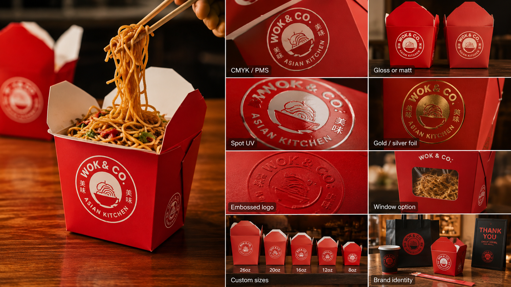 Custom Chinese Food Take Out Boxes for Noodles and Rice-3