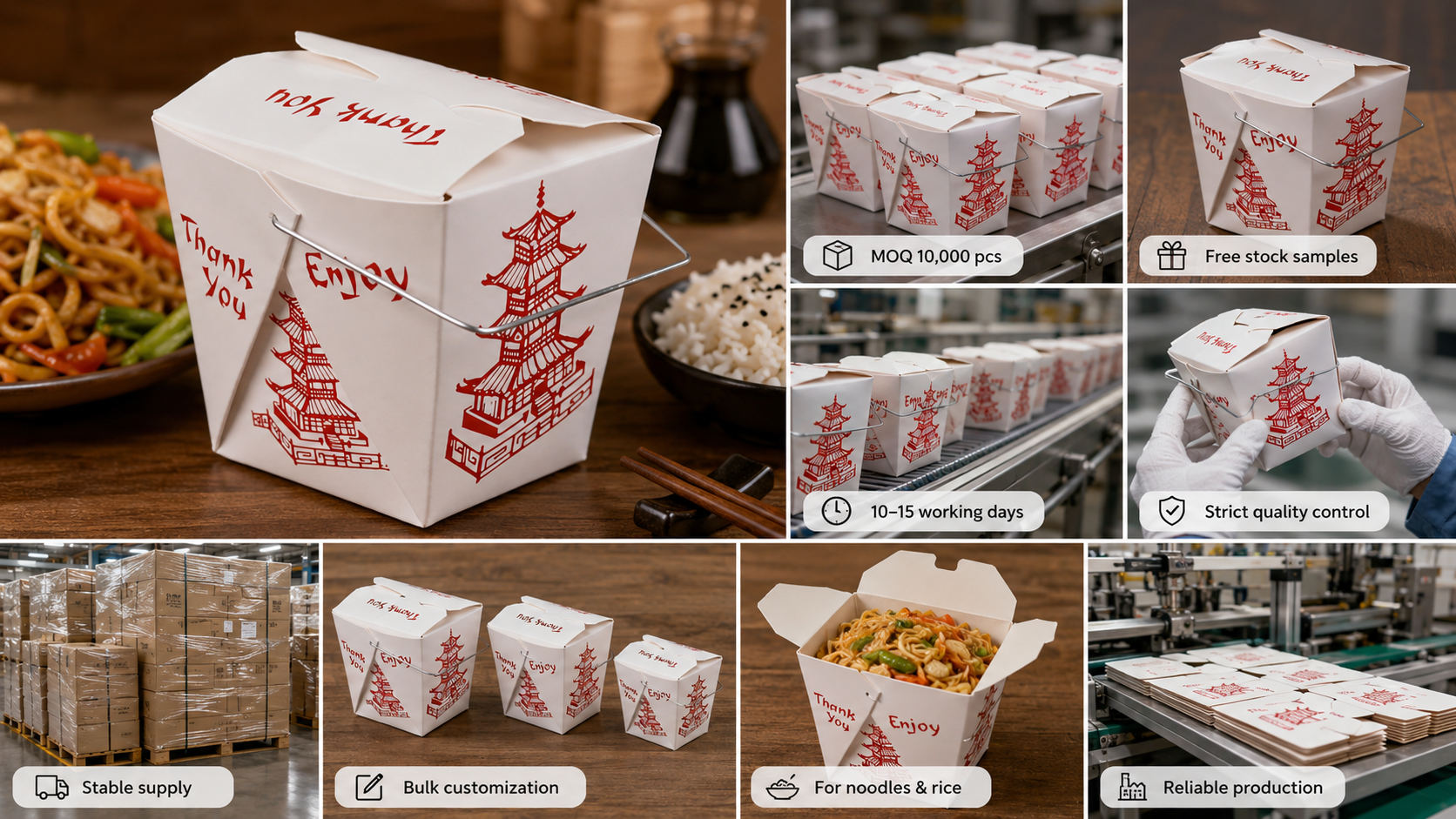 Custom Chinese Food Take Out Boxes for Noodles and Rice-4