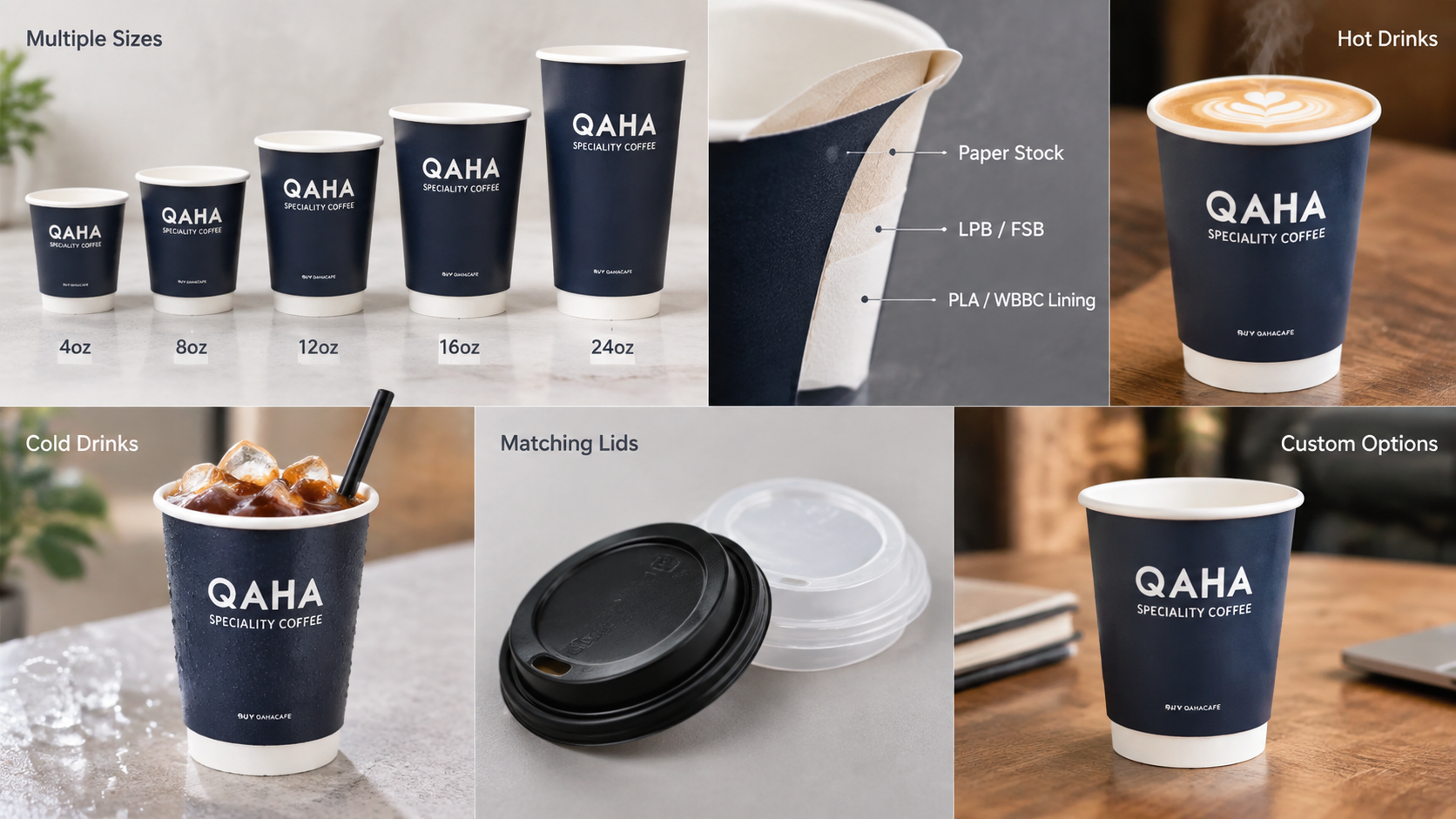 Custom Disposable Double Wall Paper Cup for Hot Drink Accept 8 12 16 20oz-2