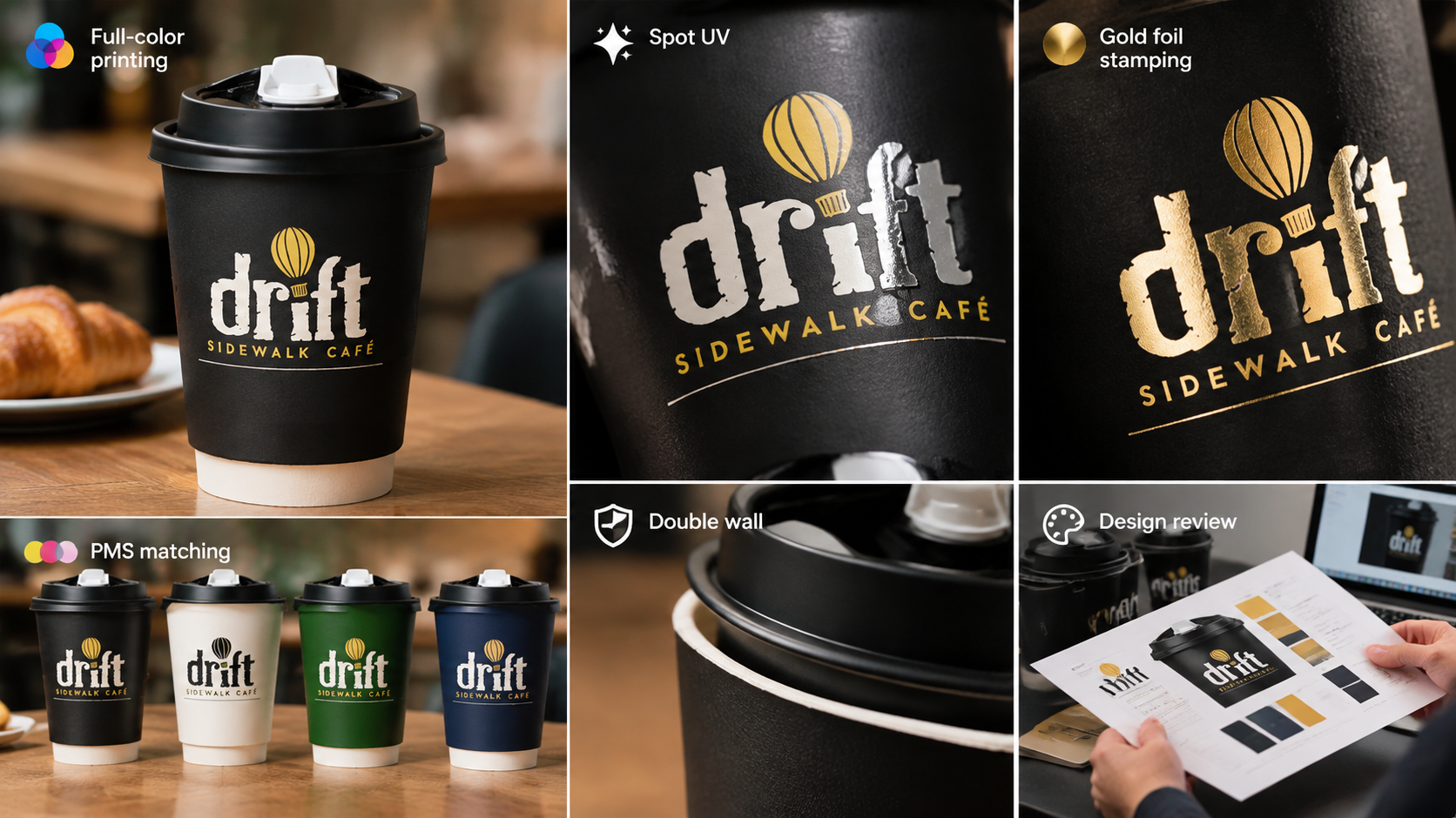 Custom Disposable Double Wall Paper Cup for Hot Drink Accept 8 12 16 20oz-3