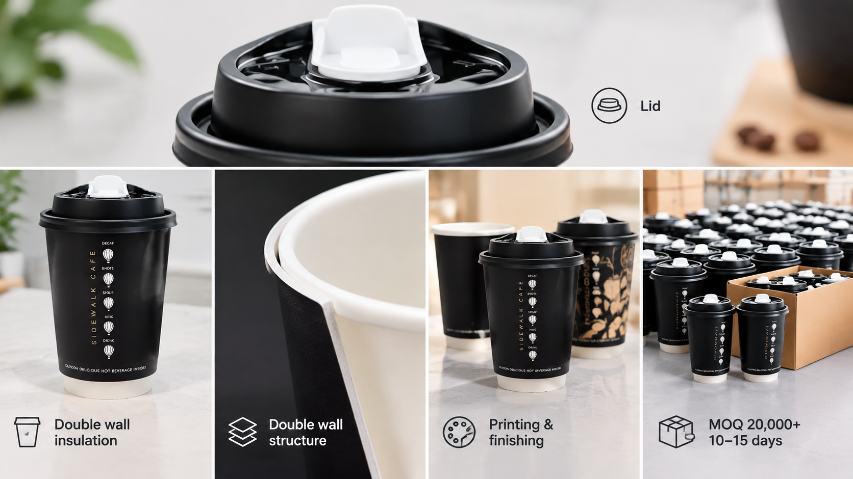 Custom Disposable Double Wall Paper Cup for Hot Drink Accept 8 12 16 20oz-4
