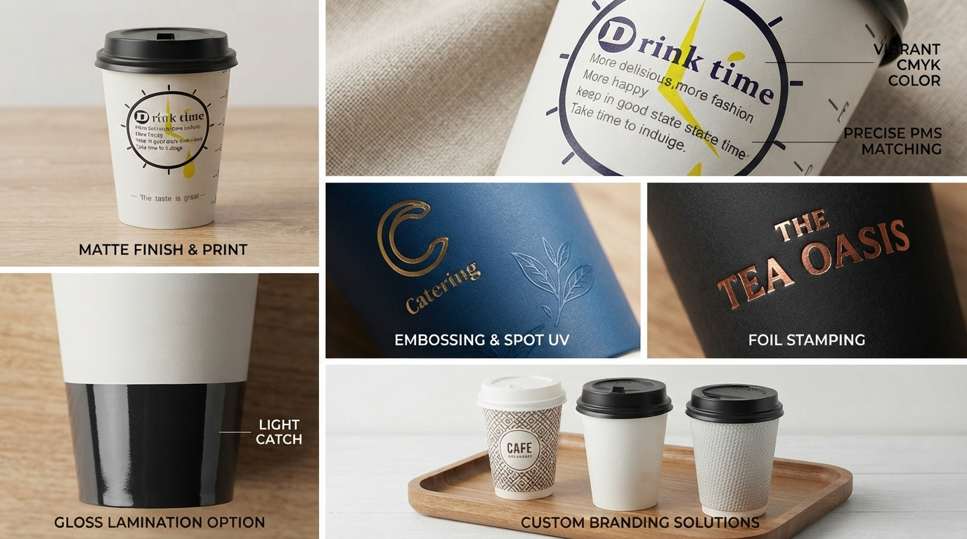 Custom Disposable Hot Tea Cups for Takeaway and Catering