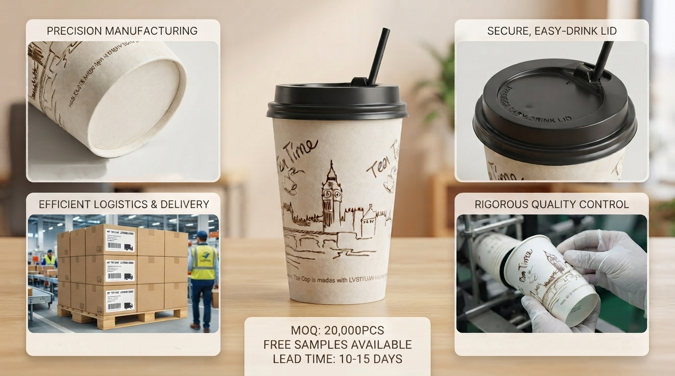 Custom Disposable Hot Tea Cups for Takeaway and Catering