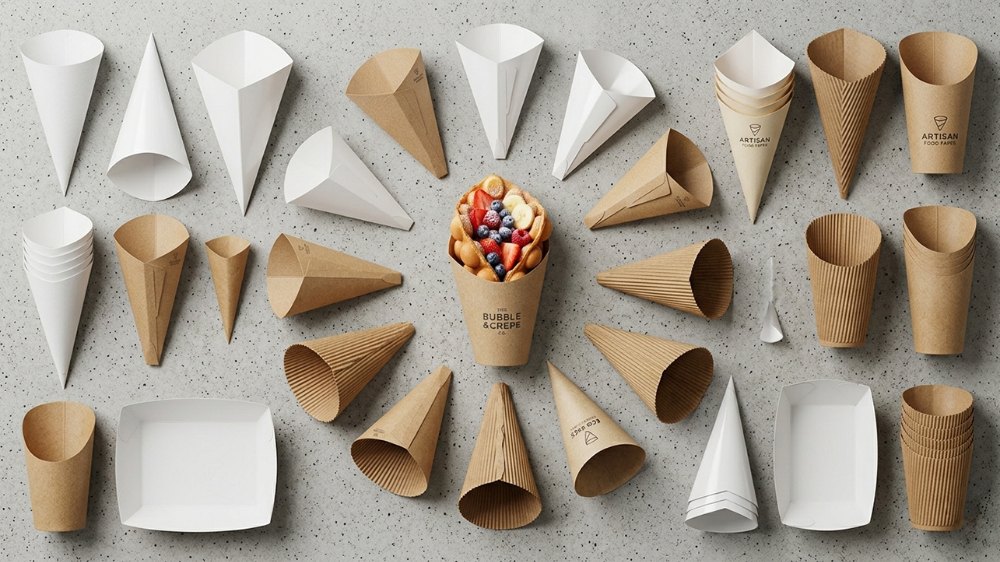 Custom Food Grade Street Snack Egg Waffle Holder Paper Packaging Crepe Cone Chip Egg Bubble Waffle Packaging Food Container Box (2)