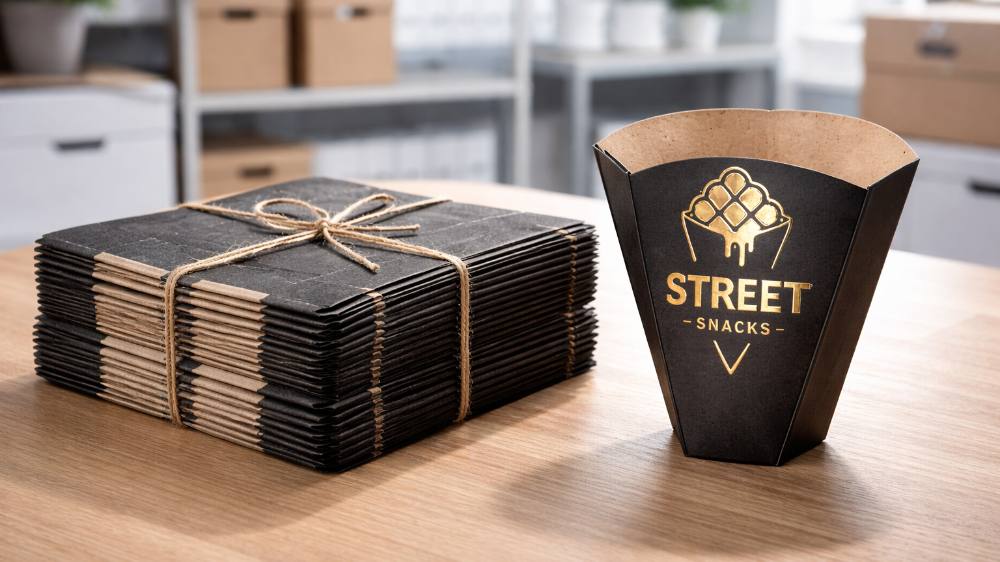 Custom Food Grade Street Snack Egg Waffle Holder Paper Packaging Crepe Cone Chip Egg Bubble Waffle Packaging Food Container Box (5)