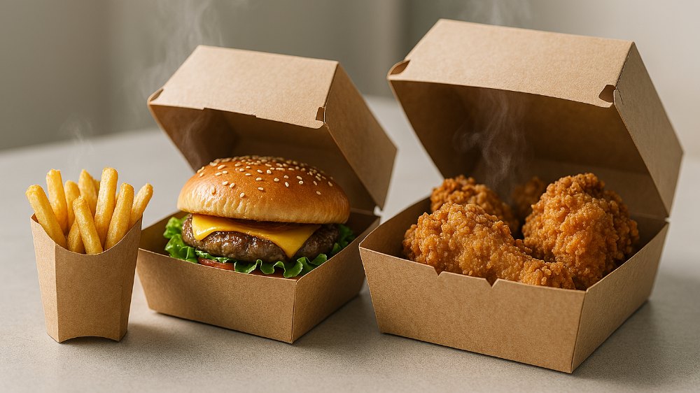 Custom French Fries Hamburger To Go Food Takeaway Fried Chicken Packaging Craft Paper Burger Box Boxes (1)