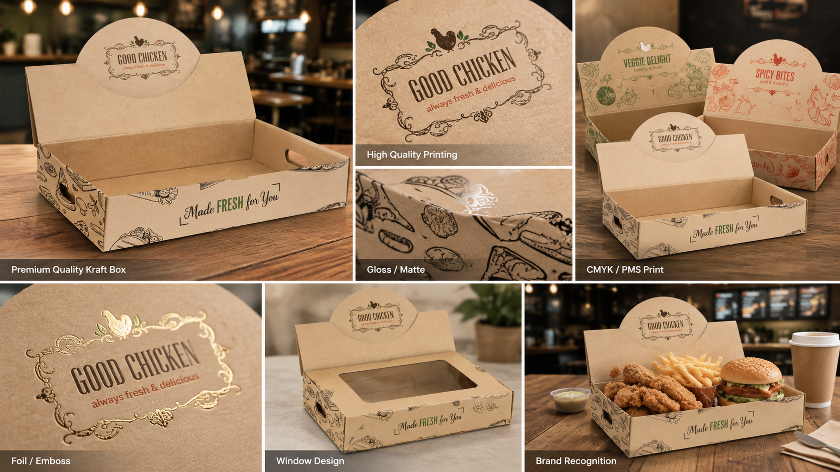 Custom Logo Brown Kraft Packaging Cardboard Takeaway Catering Box Takeout Food To Go Food Paper Container-2
