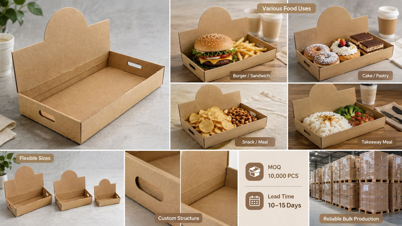 Custom Logo Brown Kraft Packaging Cardboard Takeaway Catering Box Takeout Food To Go Food Paper Container-4