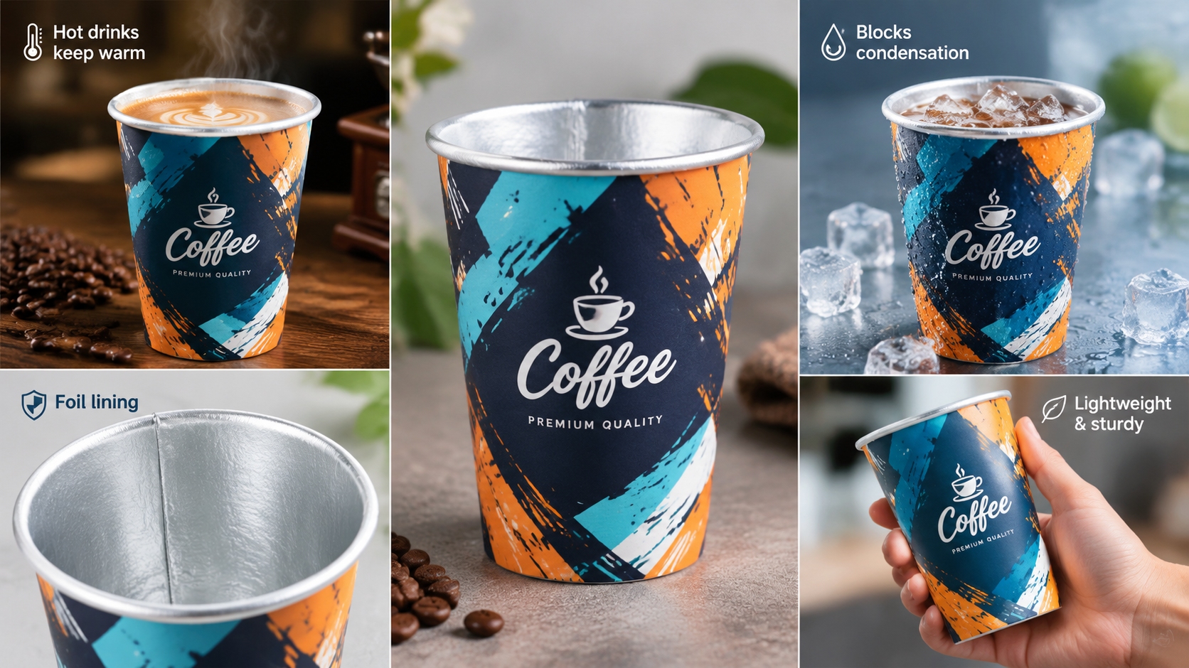 Custom Logo Disposable Printed Paper Cup with Aluminum Foil Inside for Hot and Cold Drinks-1