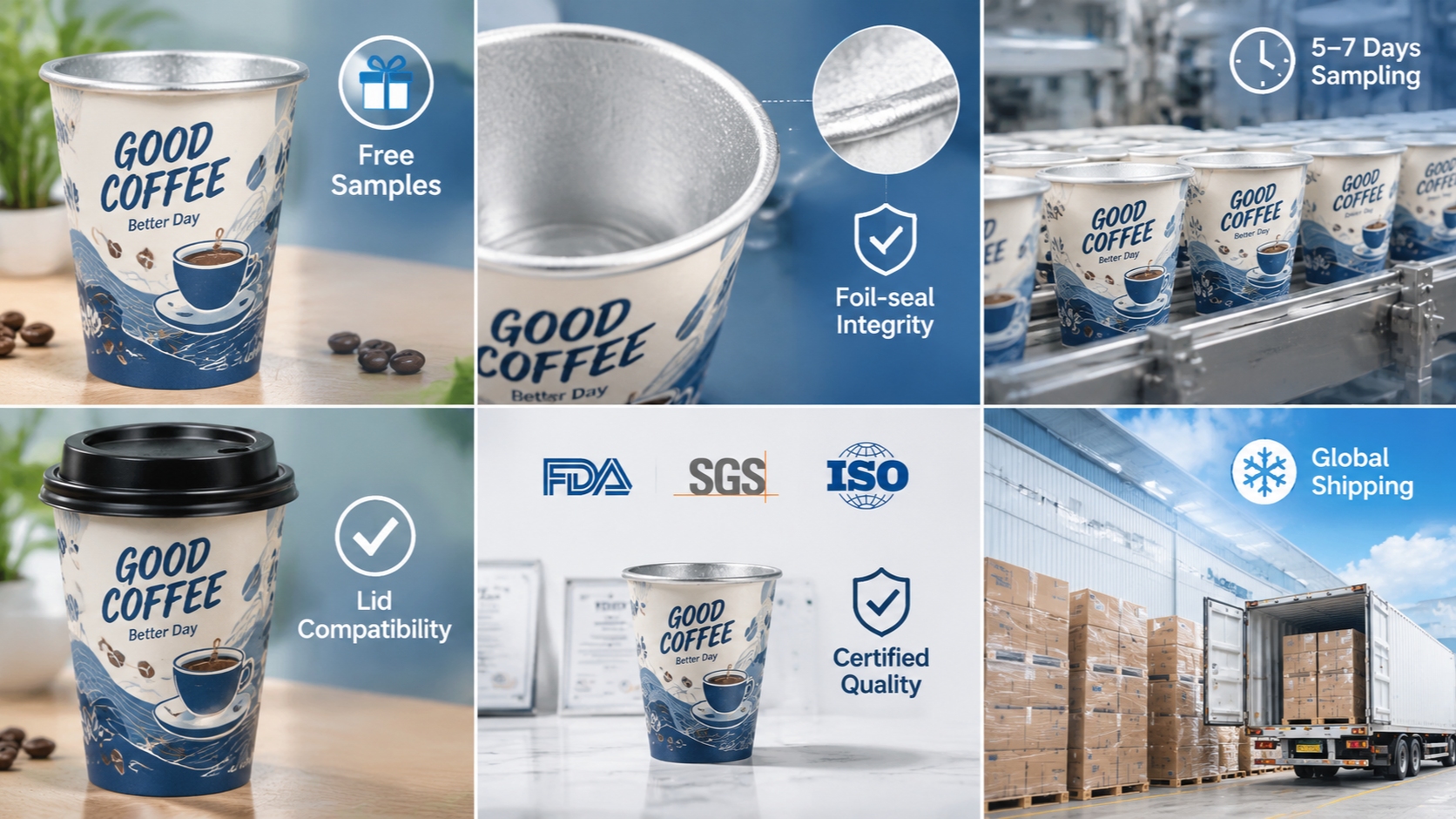 Custom Logo Disposable Printed Paper Cup with Aluminum Foil Inside for Hot and Cold Drinks-4