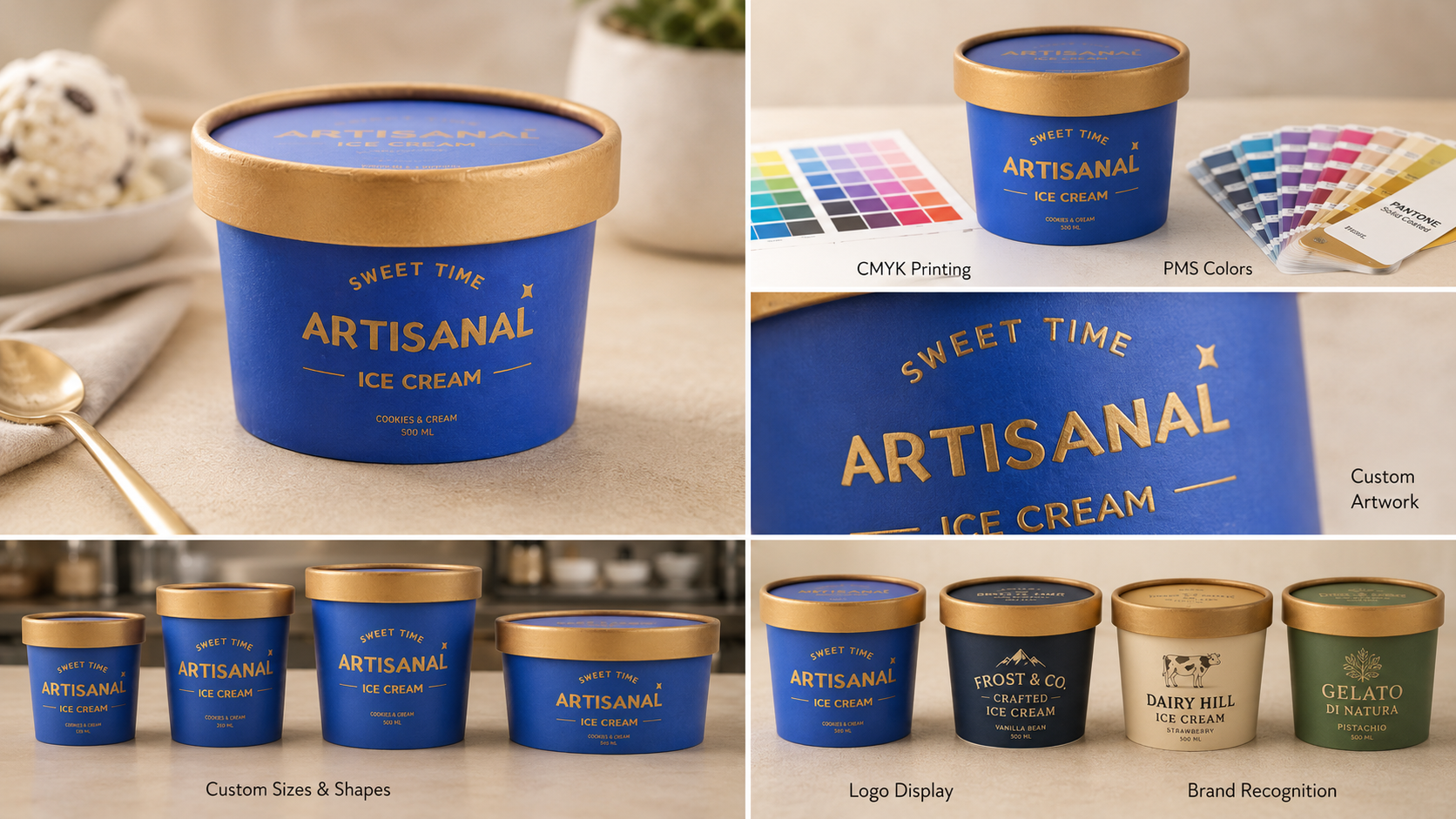 Custom Logo Paper Packaging Disposable Ice Cream Cup With Personal Logo With Lids-3