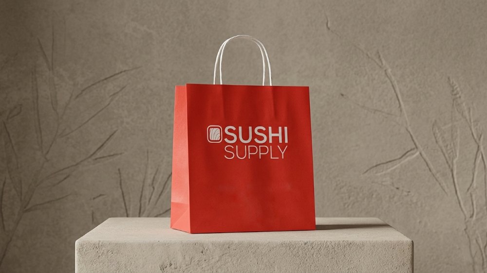 Custom Logo Printed Biodegradable Food Sushi To Go Takeaway Recyclable Kraft Paper Bag With Your Logo