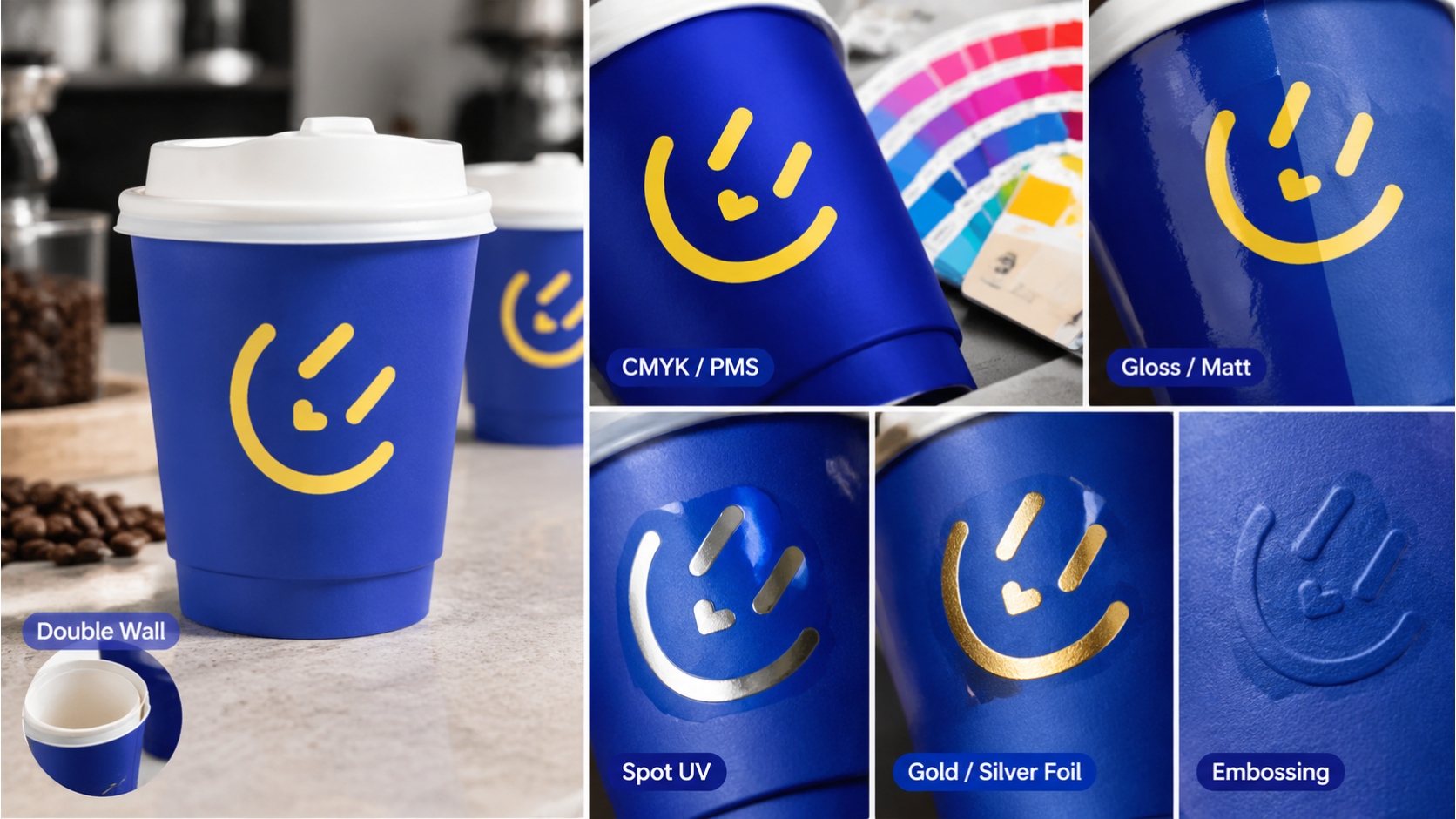 Custom Logo Printed Takeaway Double Wall Coffee Paper Cup with Lid-22
