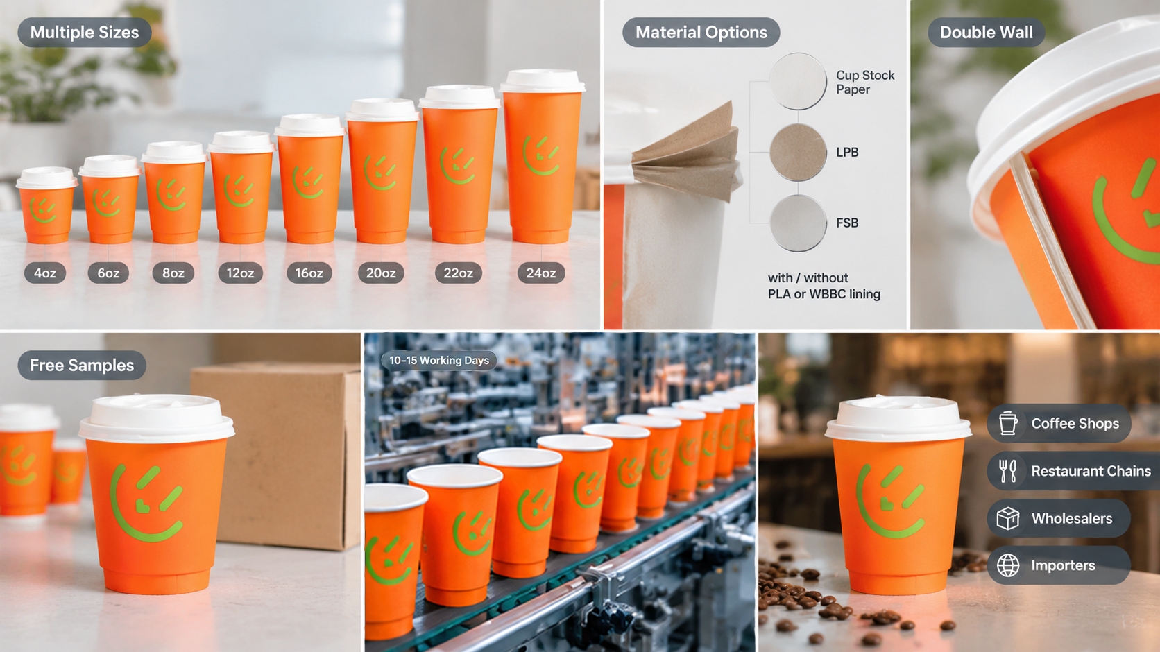 Custom Logo Printed Takeaway Double Wall Coffee Paper Cup with Lid-33