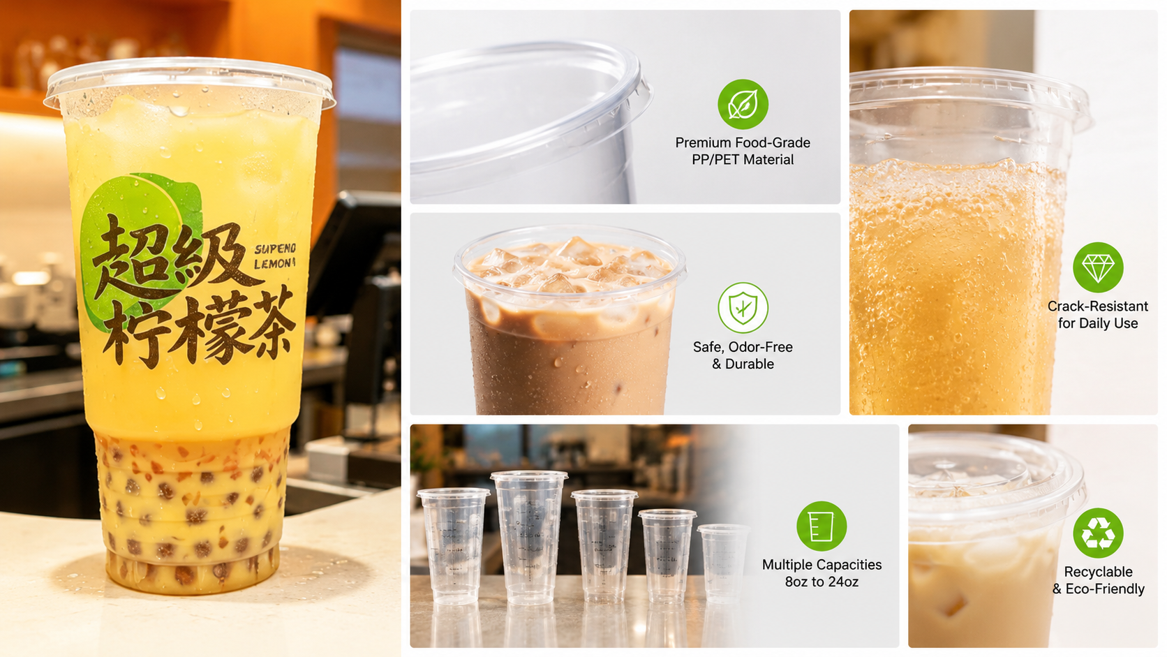 Custom PP Jumbo Cold Drink Cups for Bubble Tea & Beverages (2)