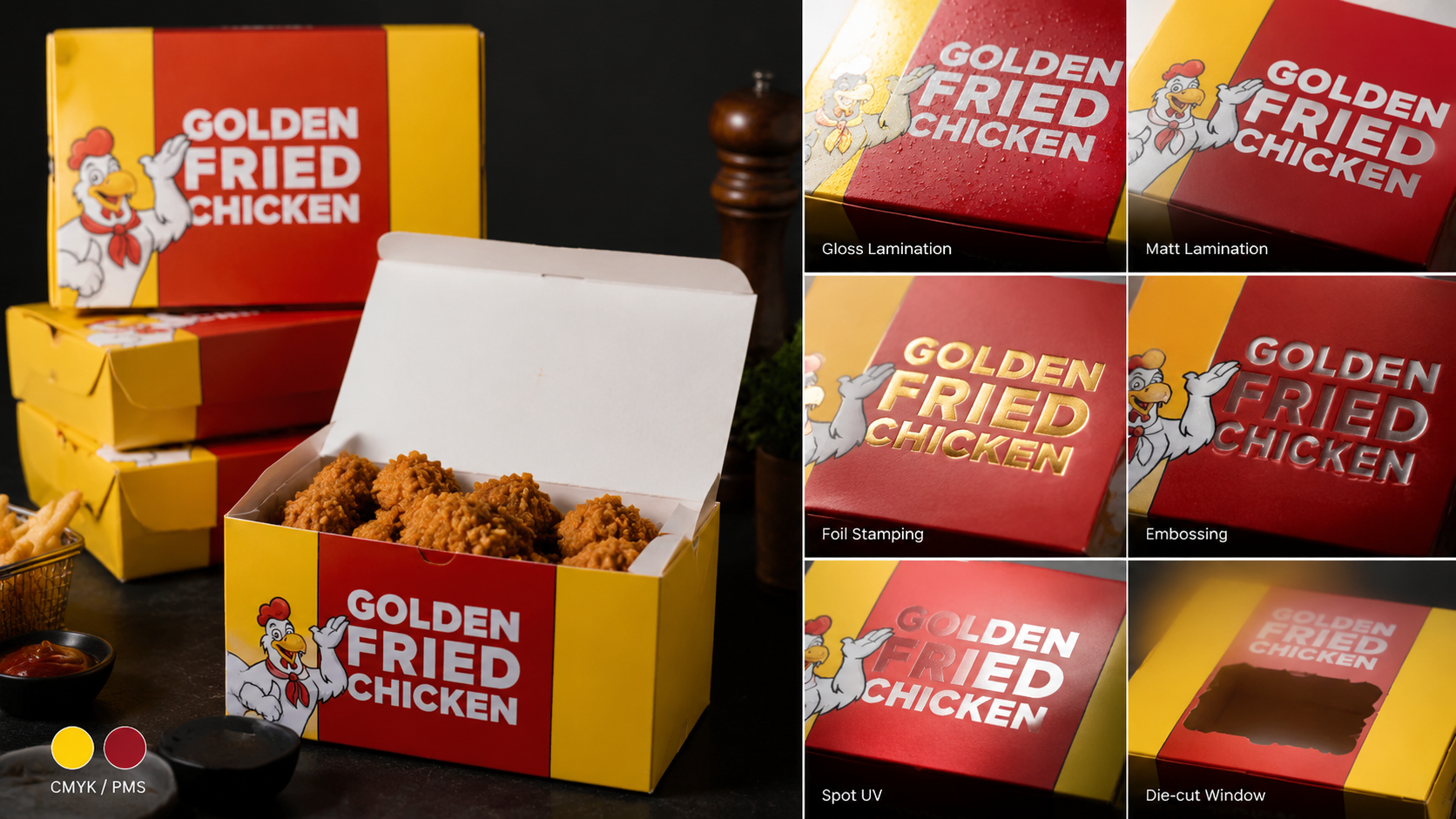 Custom Print Logo Fast Food Takeaway Fried Chicken Paper Food Box-3