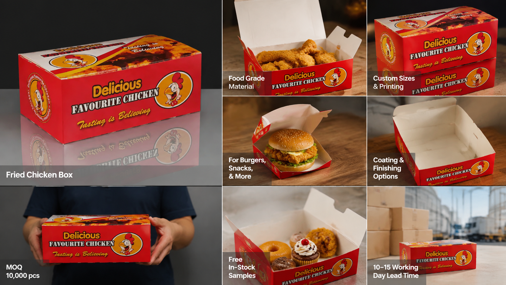 Custom Print Logo Fast Food Takeaway Fried Chicken Paper Food Box-4