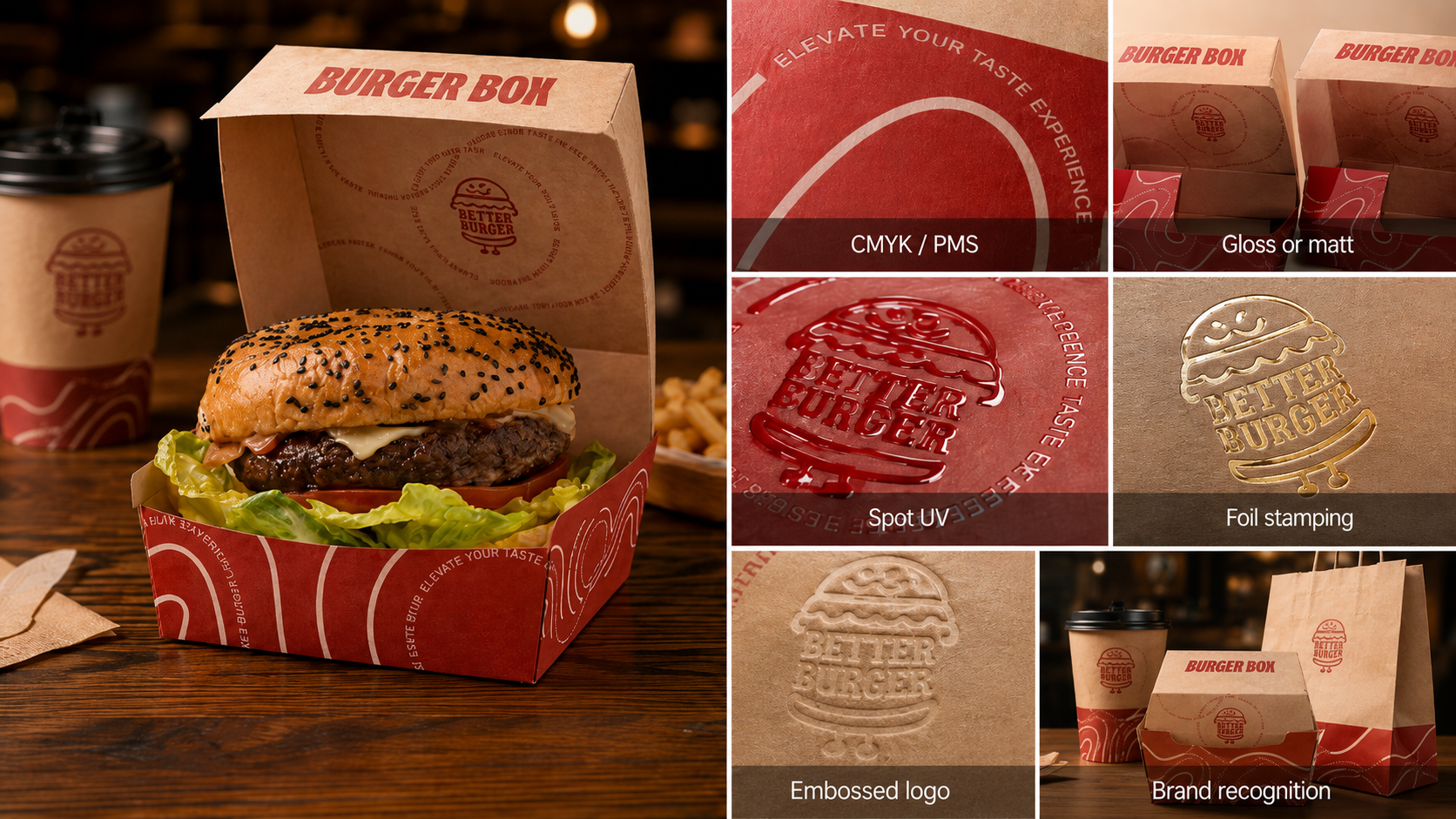 Custom Printed Biodegradable Disposable Corrugated Kraft Burger Box Packaging Hamburger Packaging Paper Box-3