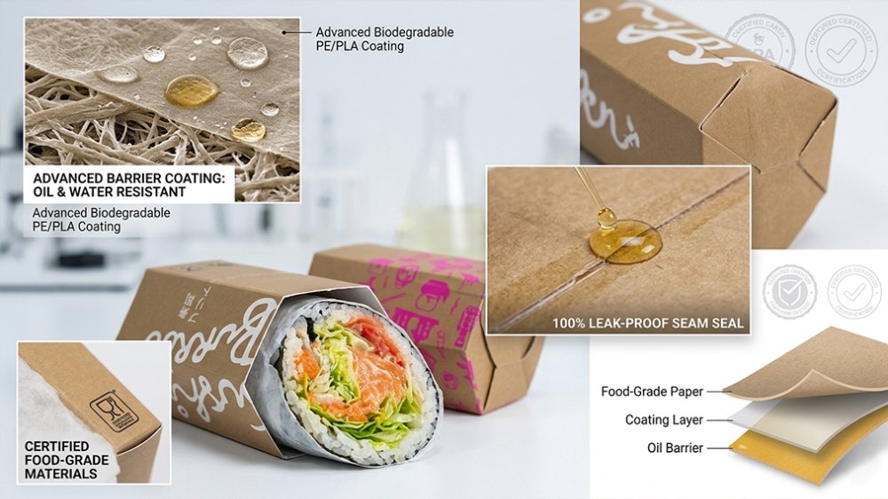 Custom Printed Food Grade Sushi Burrito Paper Box Take away To go Packaging Box With Logo (1)