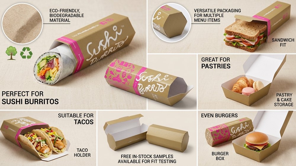 Custom Printed Food Grade Sushi Burrito Paper Box Take away To go Packaging Box With Logo (5)