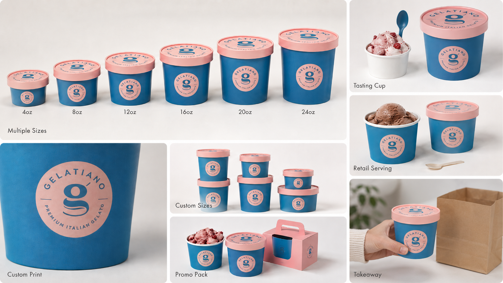 Custom Printed Paper Ice Cream Cups for Vibrant Frozen Dessert Packaging