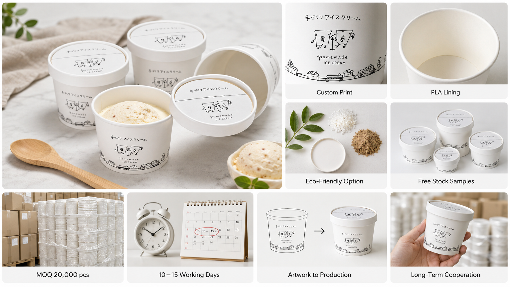 Custom Printed Paper Ice Cream Cups for Vibrant Frozen Dessert Packaging