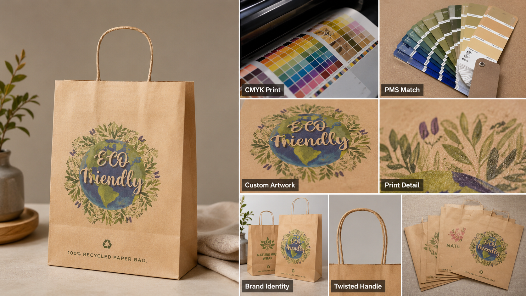 Custom Printed Takeaway Kraft Paper Bags with Handle-2