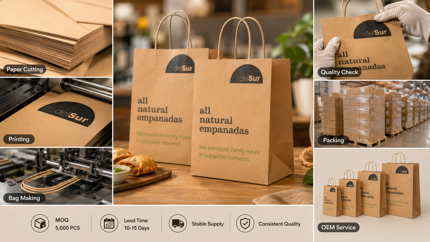 Custom Printed Takeaway Kraft Paper Bags with Handle-5