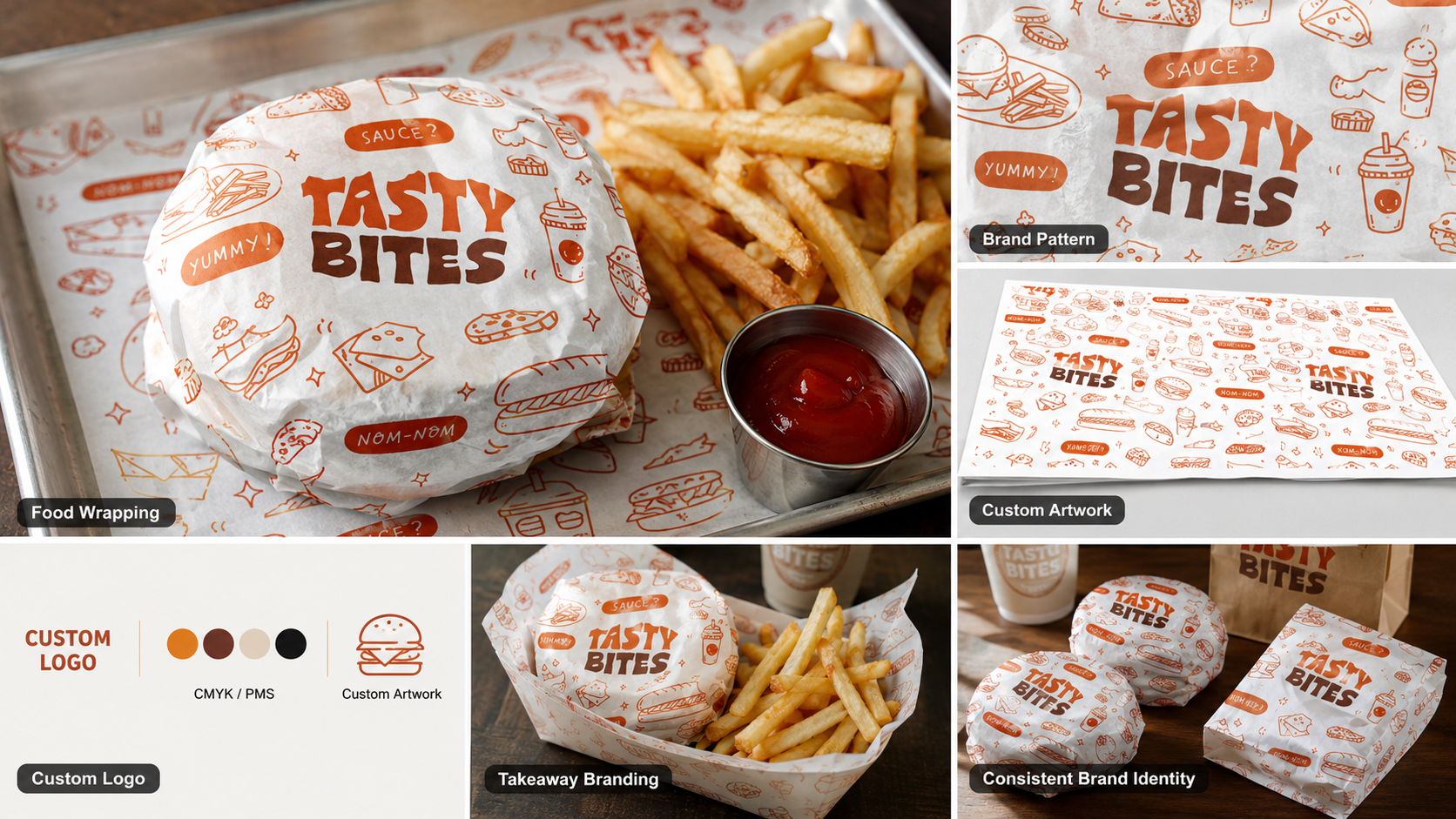 Custom Printed Wax Paper Packaging Sheets for Food Wrapping-2
