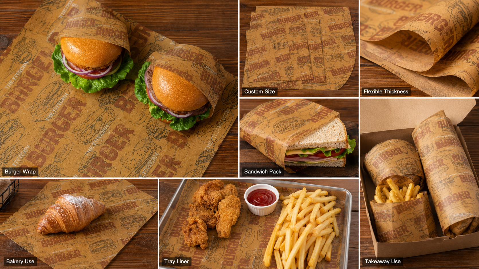 Custom Printed Wax Paper Packaging Sheets for Food Wrapping-3
