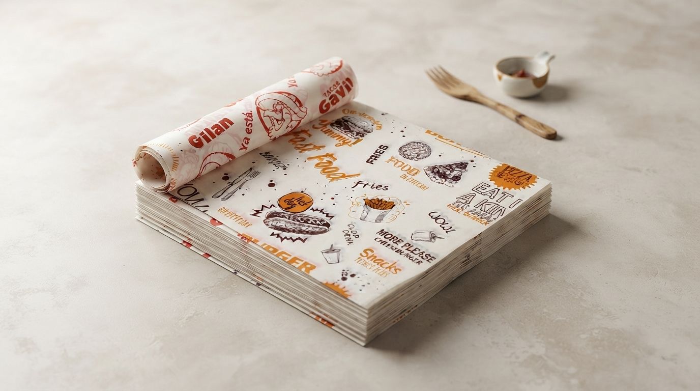 Custom Printed Wax Paper Packaging Sheets for Food Wrapping