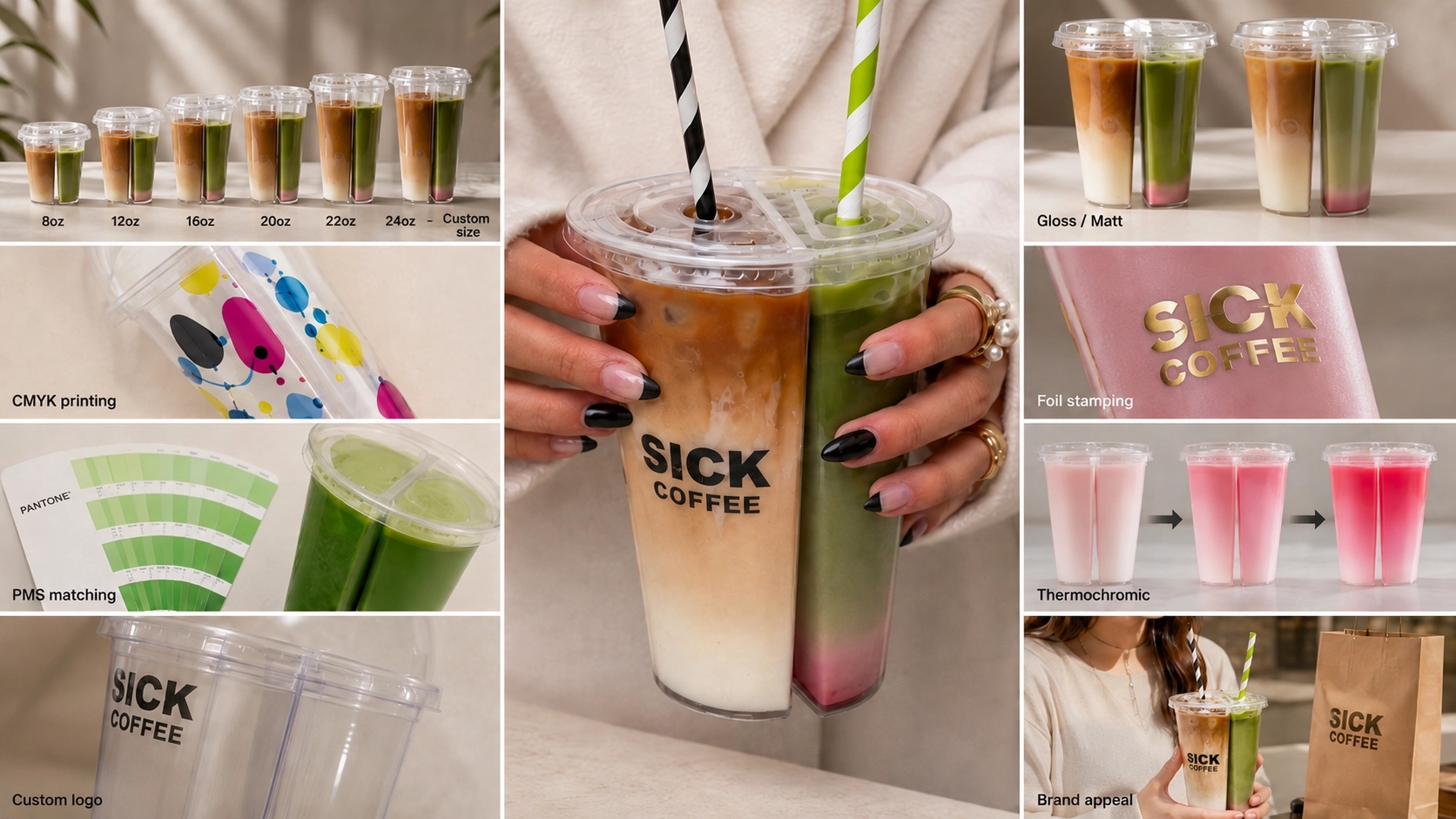 Custom Split Cup Dual-Compartment Drink Cup for Two Beverages-3