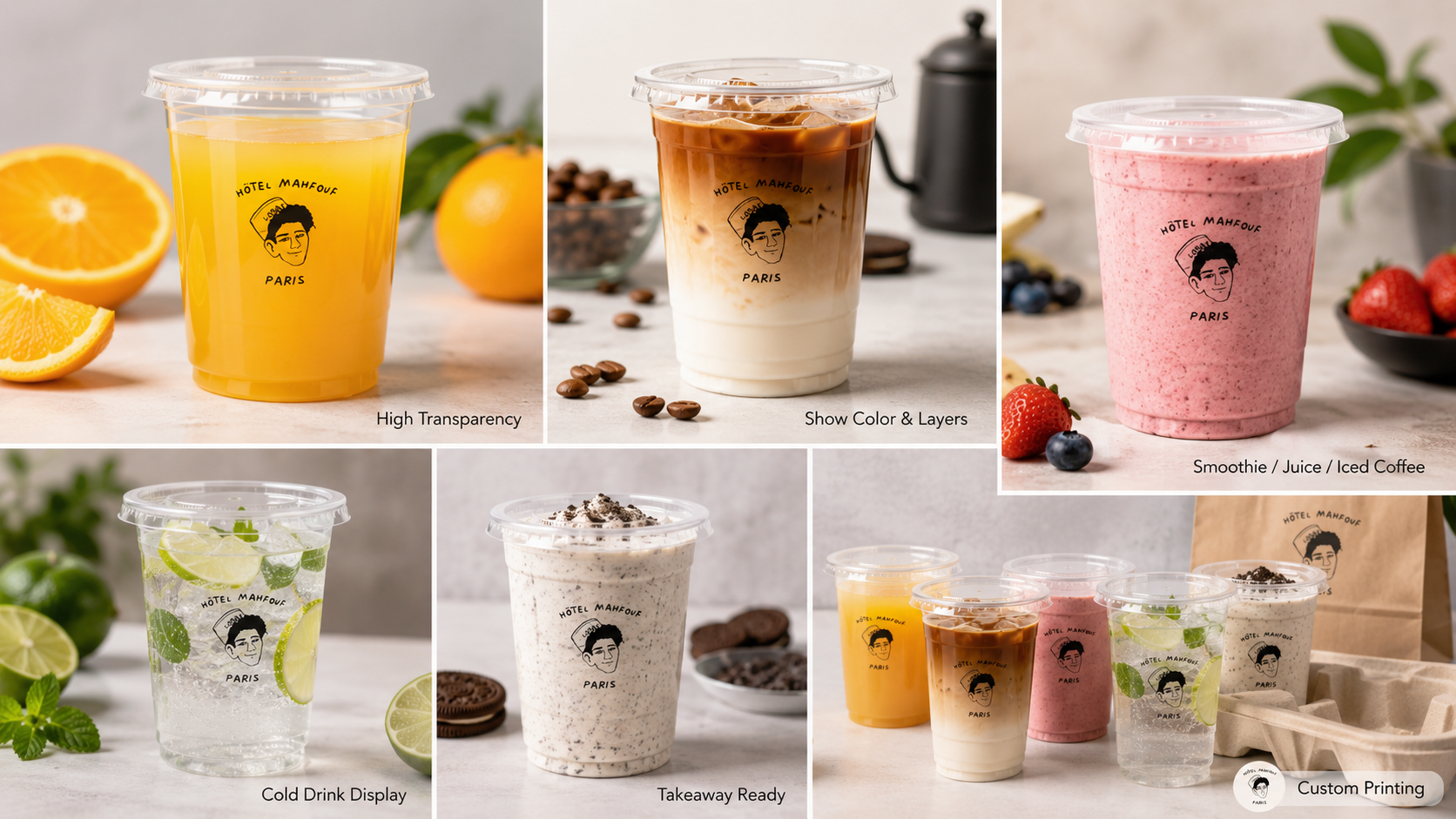 Custom Transparent Cup Disposable Smoothie Beer Wine Beverage Ice Cold Drink To Go Plastic Cup-1
