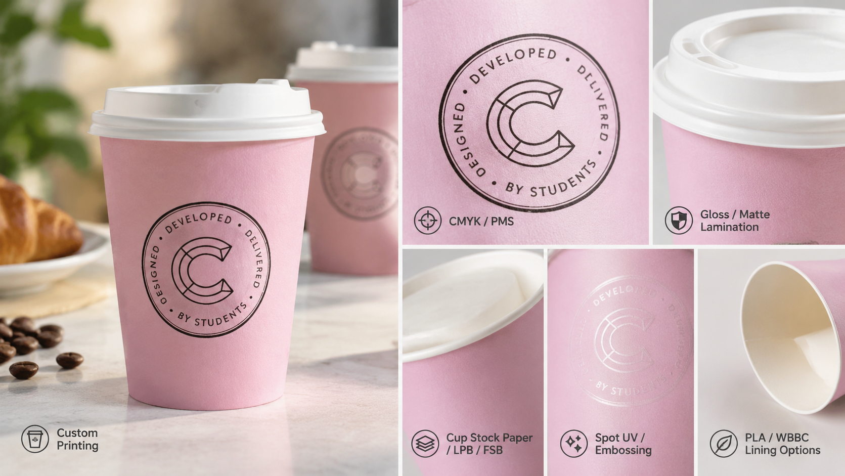 Customized Disposable Biodegradable Single Wall Paper Coffee Cups with Lid-2