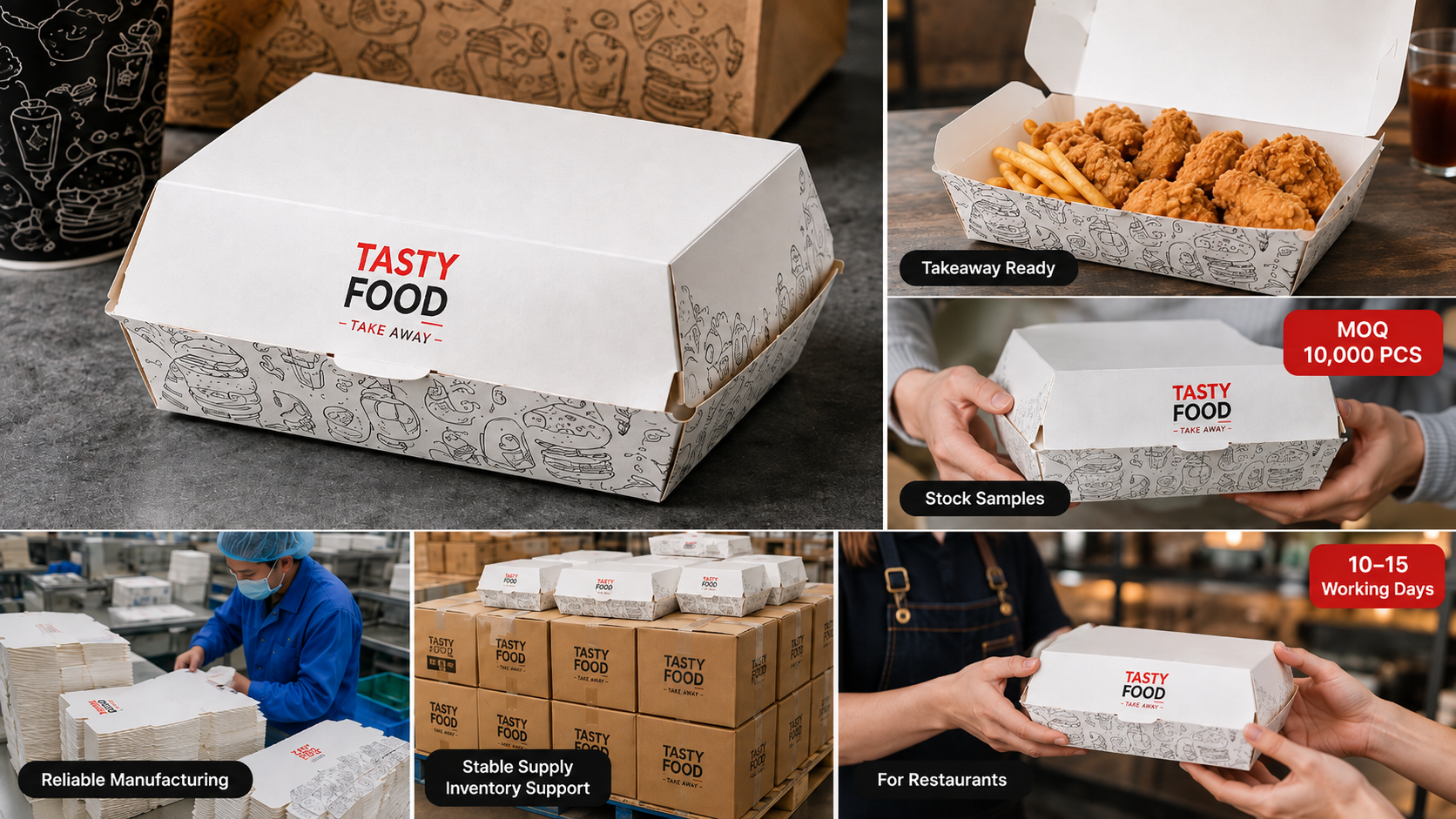 Customized Take Away Food Grade Paper Hot Dog To Go Fried Chicken Carton Burger Box Printing Fast Food Packaging-4