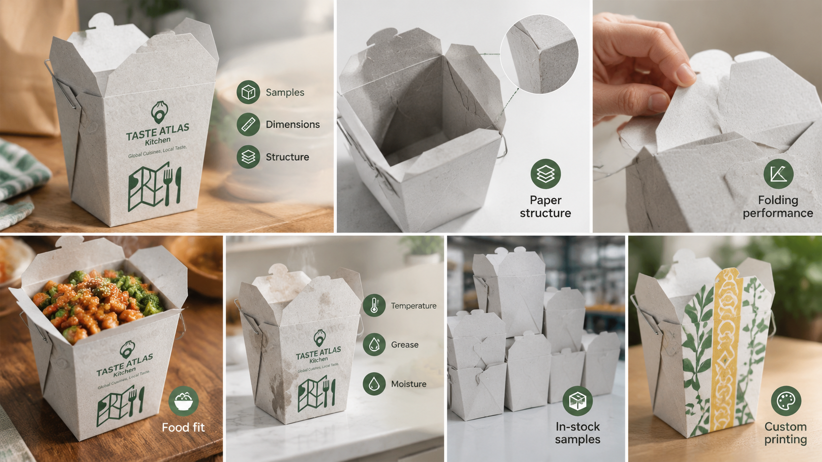 Disposable Fried Rice and Noodles Takeout Food Box Custom Print Hand-Held Kraft Paper Takeaway Box-4