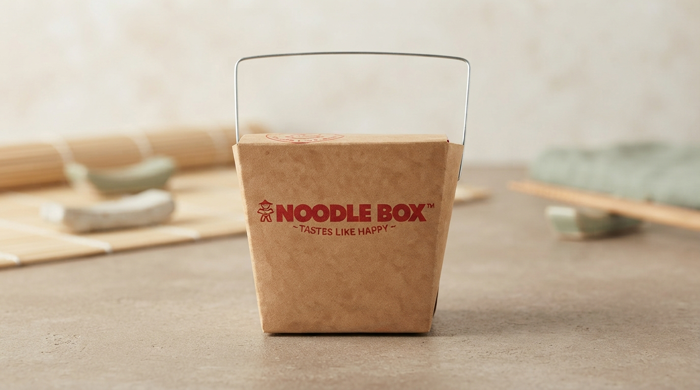 Disposable Fried Rice and Noodles Takeout Food Box Custom Print Hand-Held Kraft Paper Takeaway Box