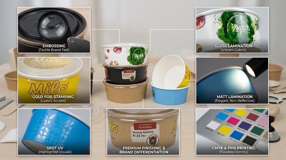 Disposable Paper Bowl Biodegradable Disposable Emballage Printed Fast Food Paper Salad Bowl With Paper Lid (2)