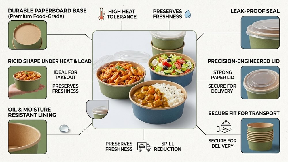 Disposable Paper Bowl Biodegradable Disposable Emballage Printed Fast Food Paper Salad Bowl With Paper Lid (3)