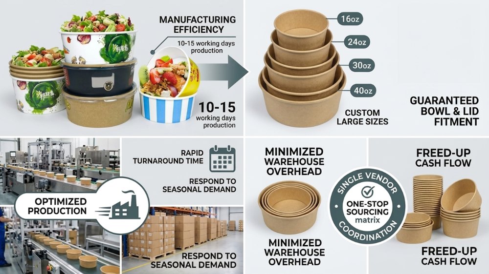 Disposable Paper Bowl Biodegradable Disposable Emballage Printed Fast Food Paper Salad Bowl With Paper Lid (4)