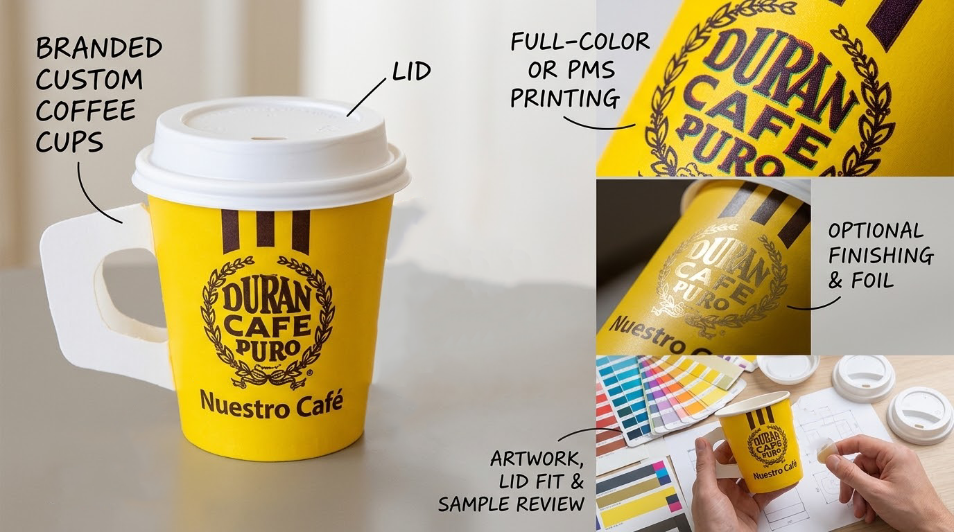 Disposable Paper Cups Customized Hot Coffee Cups Paper Cup with Butterfly Handle and Lids-3