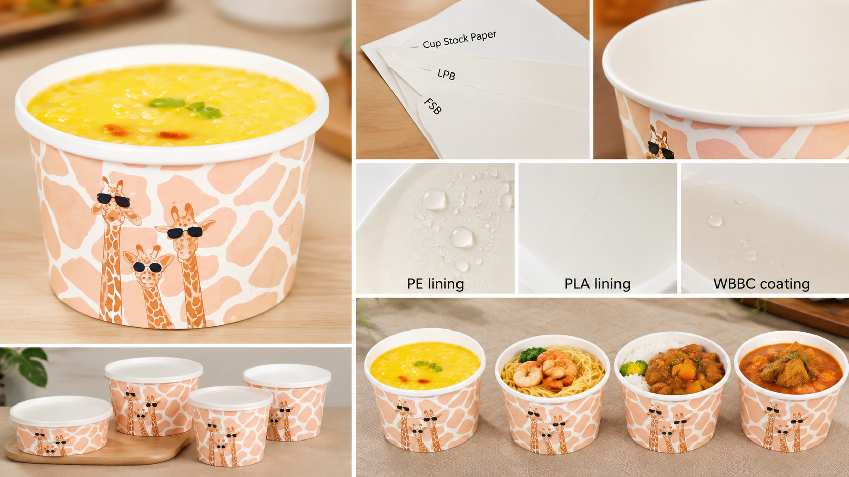 Disposable Recyclable Hot Soup Paper Bowl with Lid Eco Friendly Soup Cup Takeaway Kraft Paper Soup Bowl With Lid-1